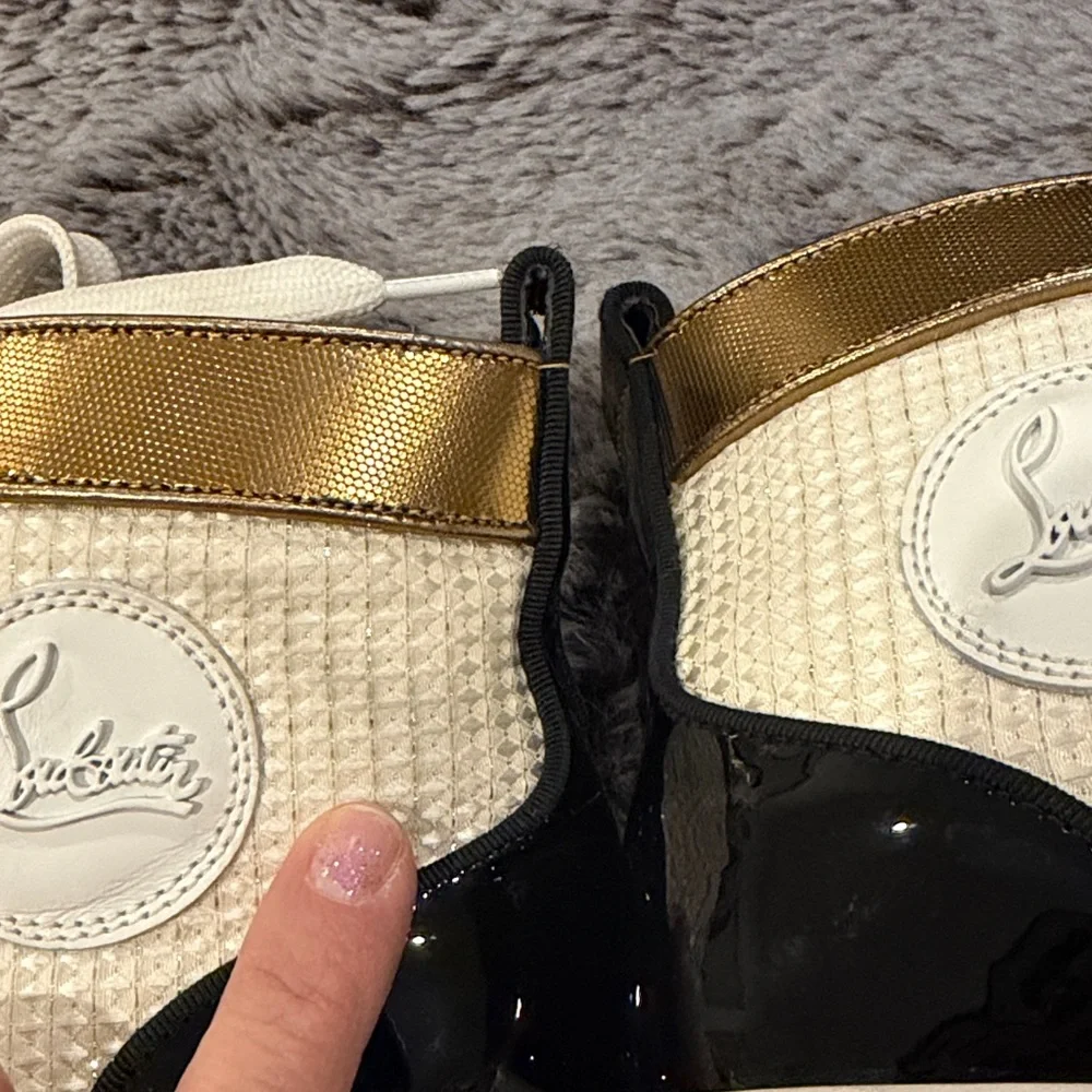 Christian Louboutin White and Gold Threaded Orlando High-Tops